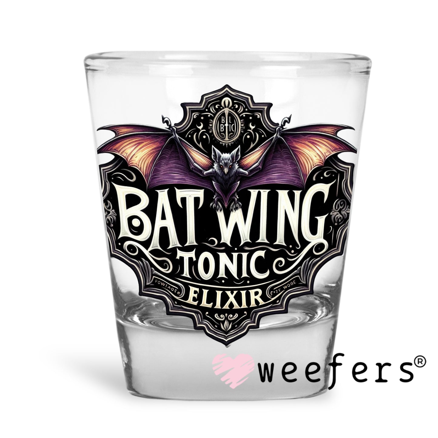 Bat Wing Tonic UV DTF Decal Shot Glass Heavy Base Weefers