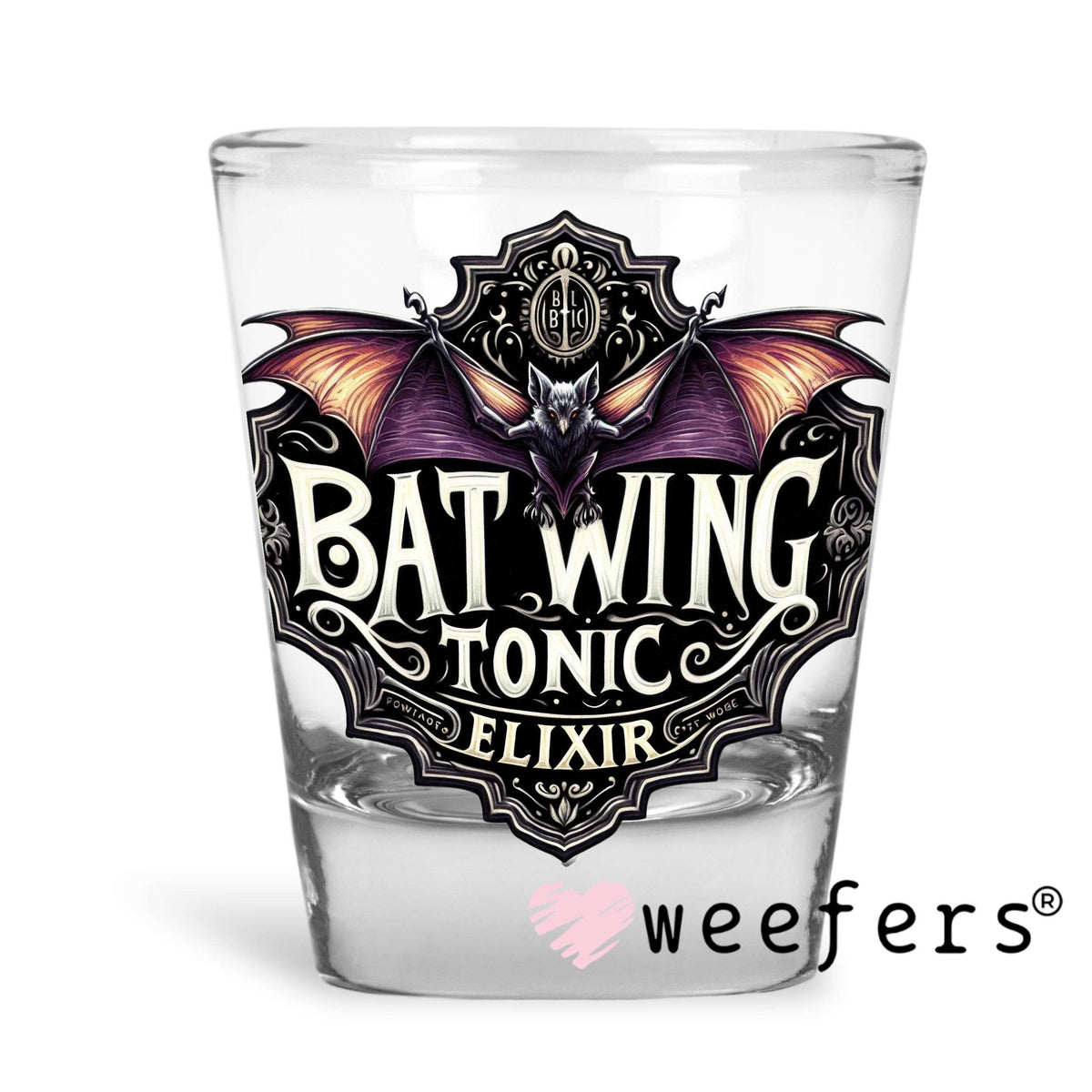 Bat Wing Tonic UV DTF Decal Shot Glass Heavy Base Weefers