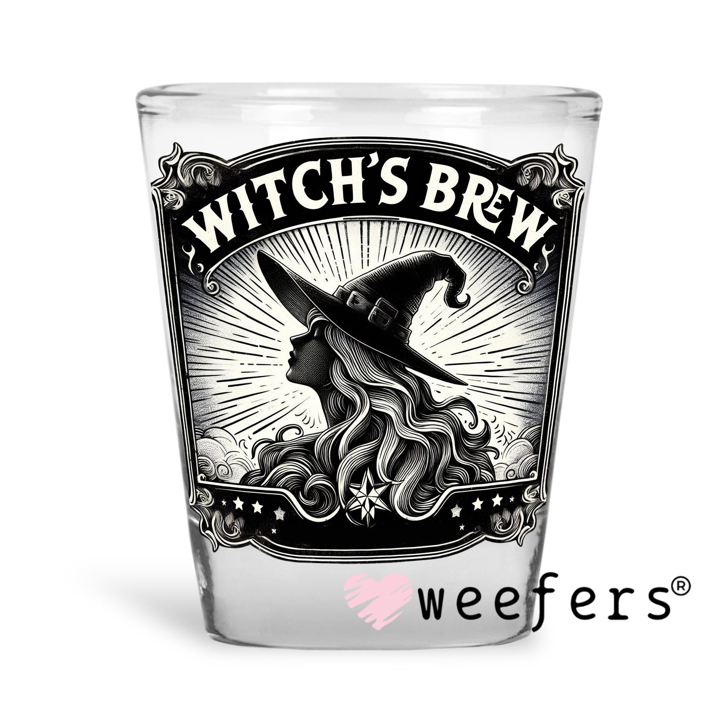 Witch's Brew Silhouette UV DTF Decal Shot Glass Heavy Base Weefers