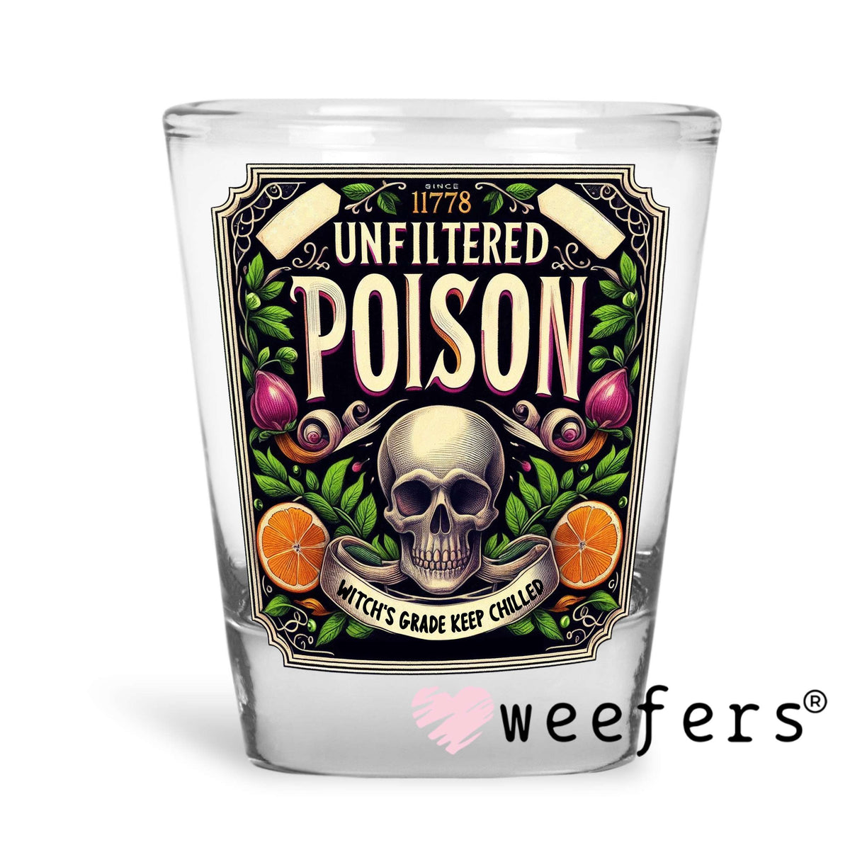 Unfiltered Halloween UV DTF Decal Shot Glass Heavy Base Weefers