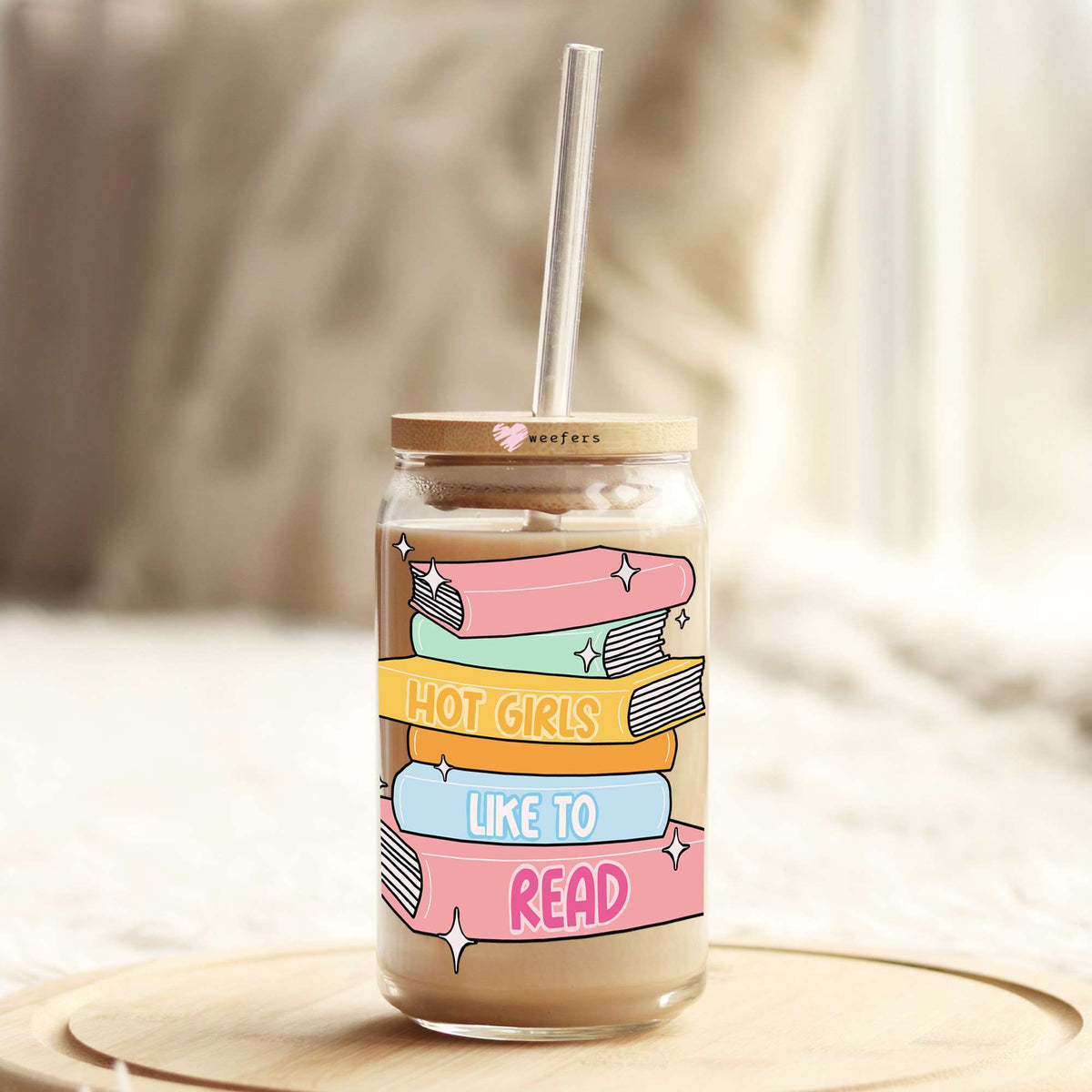Hot Girls Like to Read 16oz Libbey Glass Can UV DTF or Sublimation Wrap - Decal Weefers