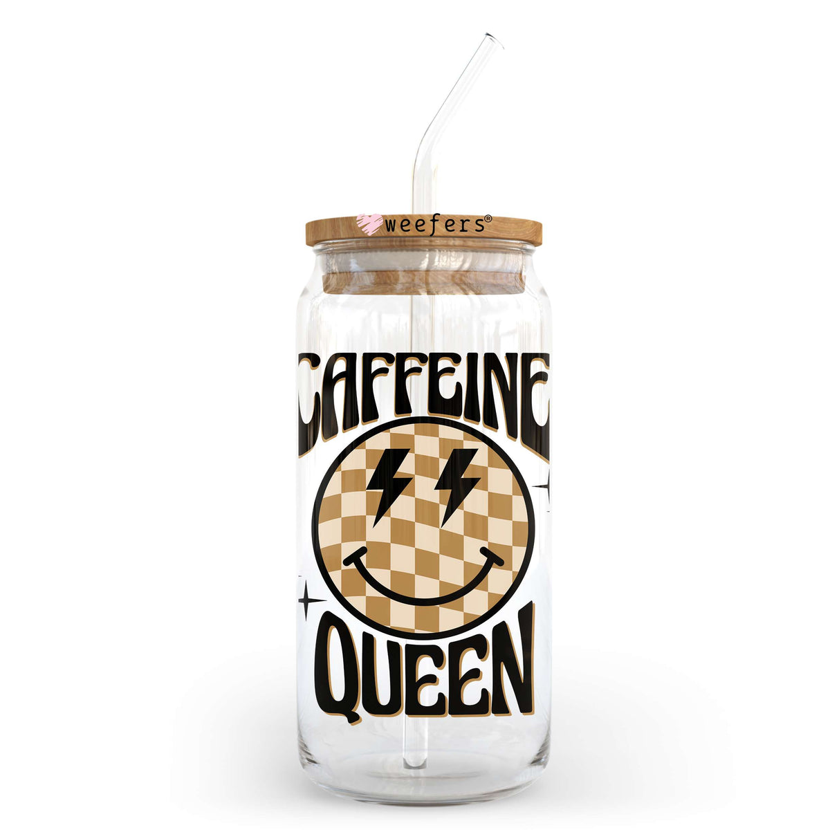 Caffeine Queen 20oz Libbey Glass Can, 34oz Hip Sip, 40oz Tumbler, 24oz Cold Cup UV DTF or Sublimation Decal Transfer Weefers