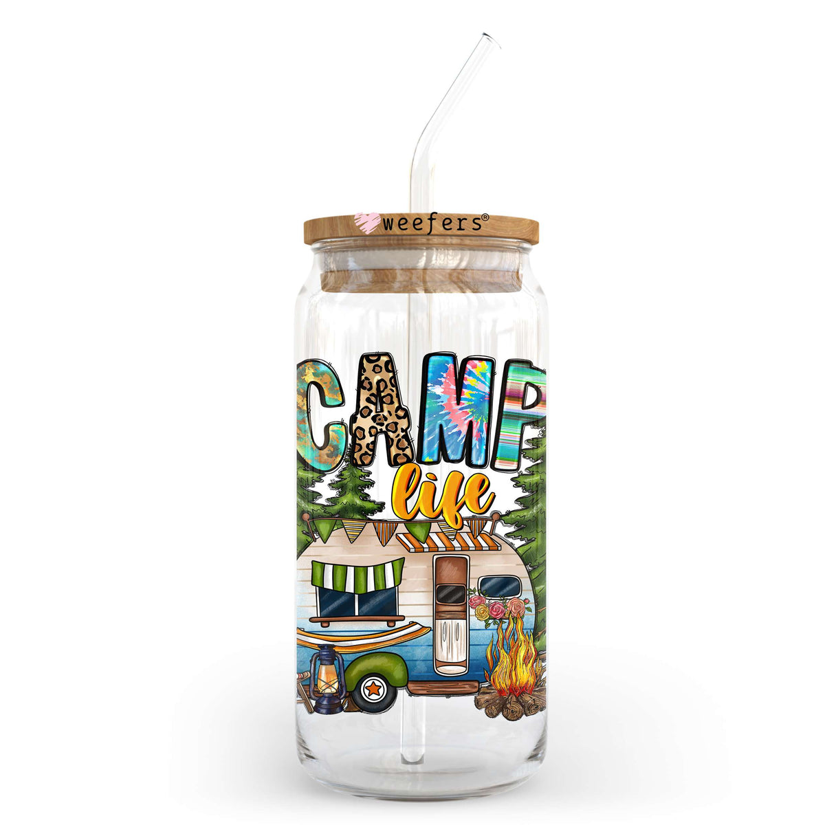 Camp Life 20oz Libbey Glass Can UV DTF or Sublimation Decal Weefers