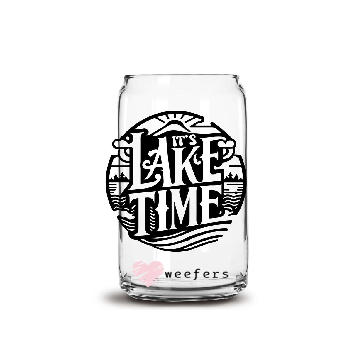 Lake Time Black 16oz Libbey Glass Can UV DTF or Sublimation Wrap Decal Transfer Weefers