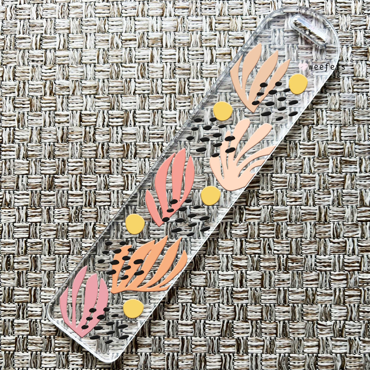 Abstract Orange Floral Bookmark UV DTF Decal Weefers