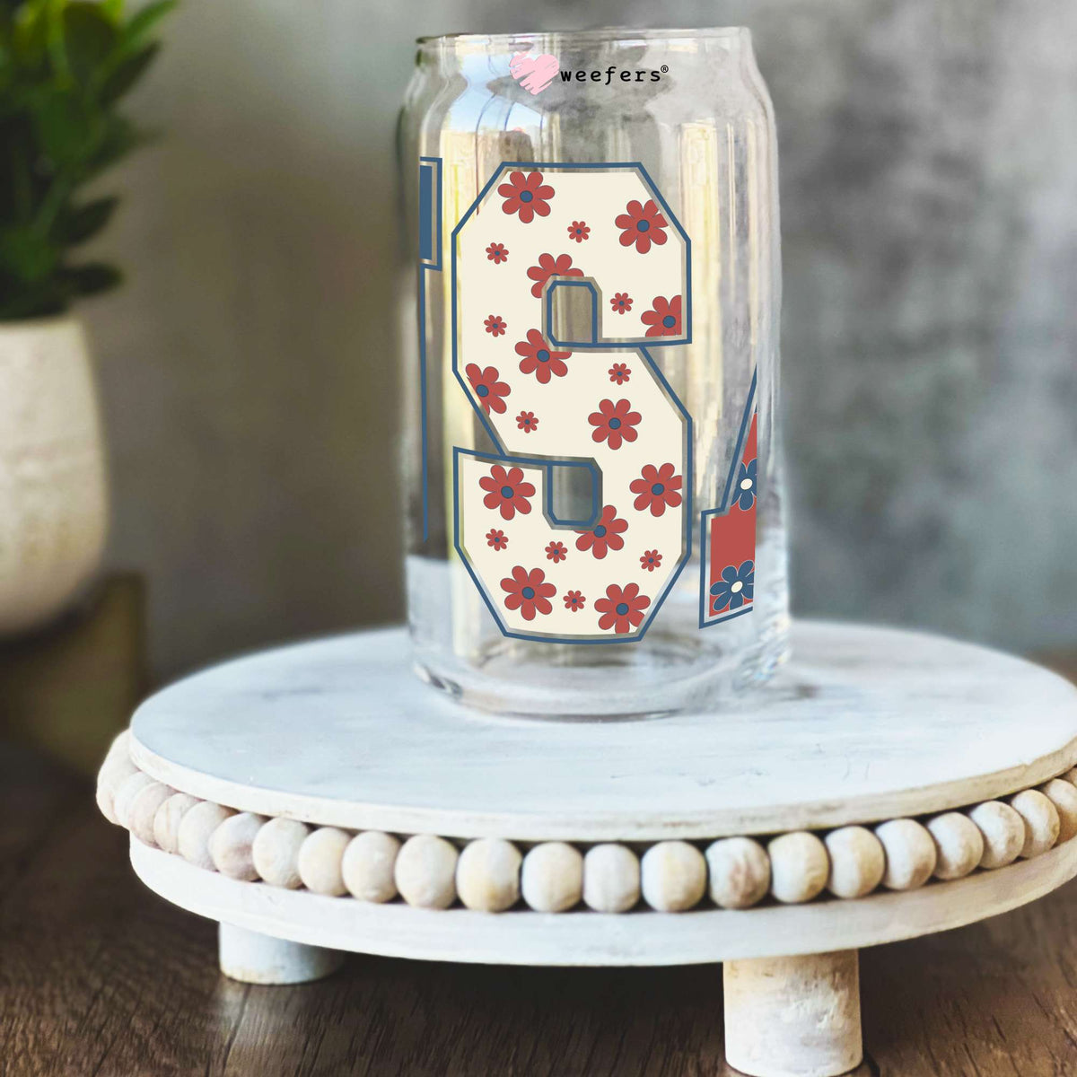 USA 4th of July 16oz Libbey Glass Can UV DTF or Sublimation Decal Transfer Weefers