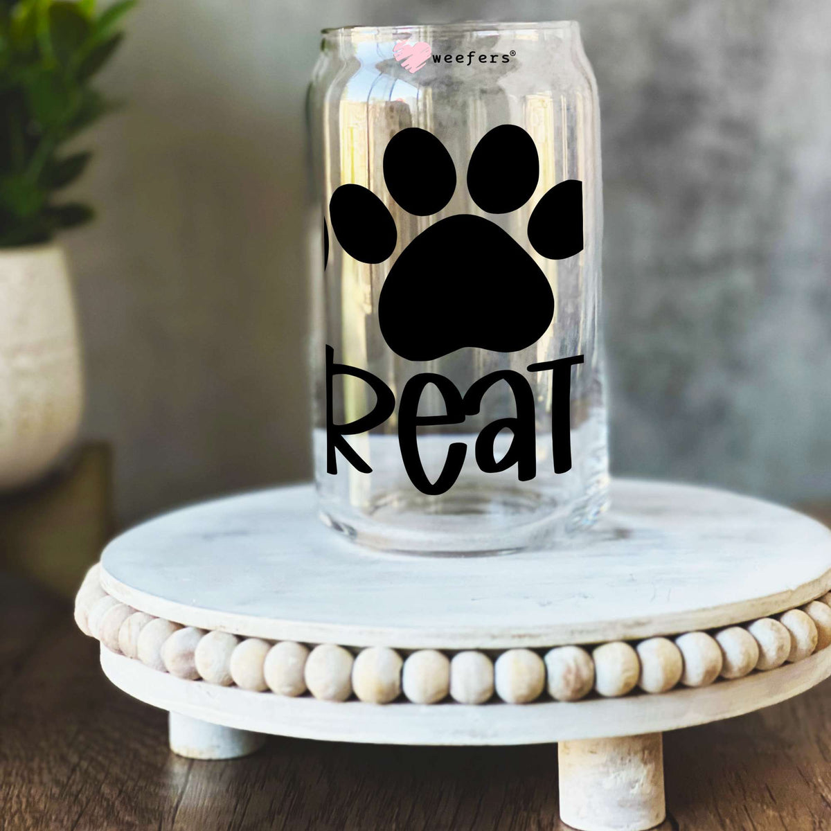 Dog Treats 16oz Libbey Glass Can UV DTF or Sublimation Wrap Decal Transfer Weefers
