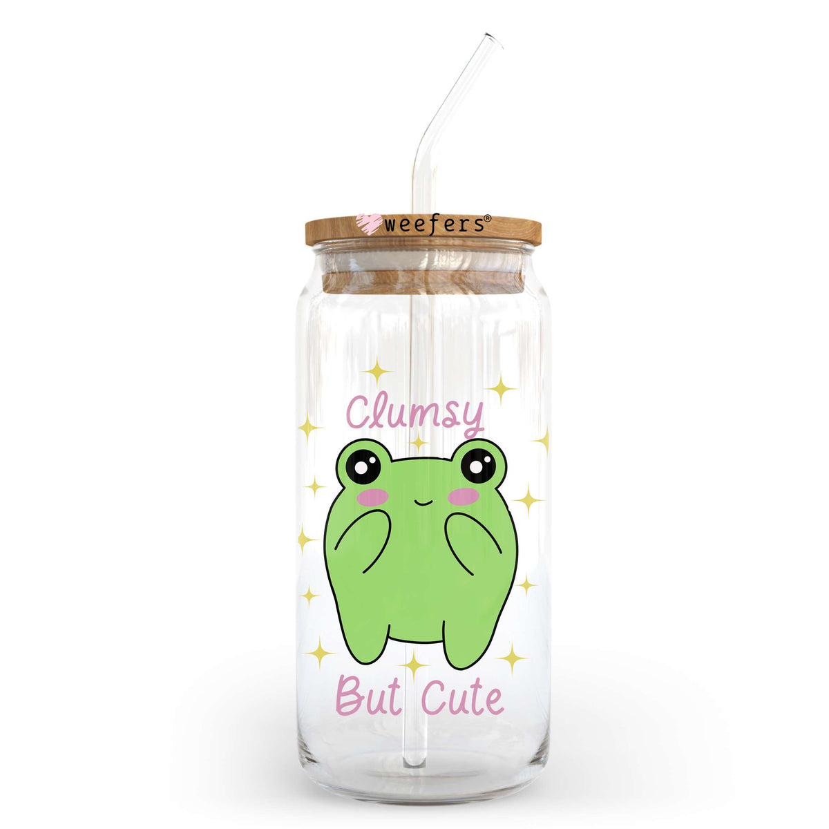 Clumsy But Cute 20oz Libbey Glass Can, 34oz Hip Sip, 40oz Tumbler, 24oz Cold Cup UV DTF or Sublimation Decal Transfer Weefers