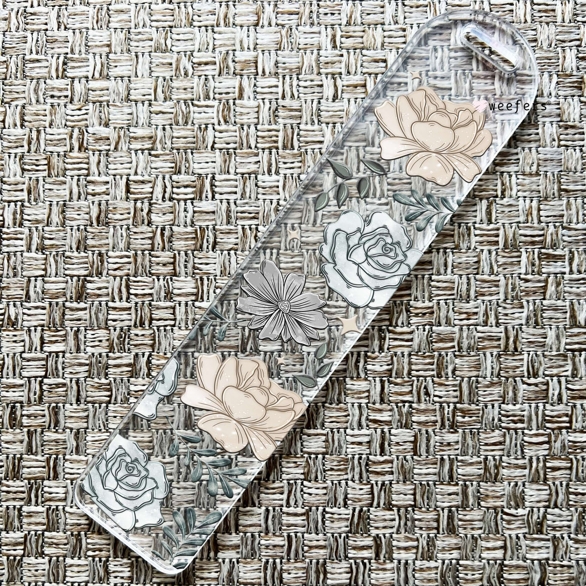 Blue And Gray Florals Bookmark UV DTF Decal Weefers