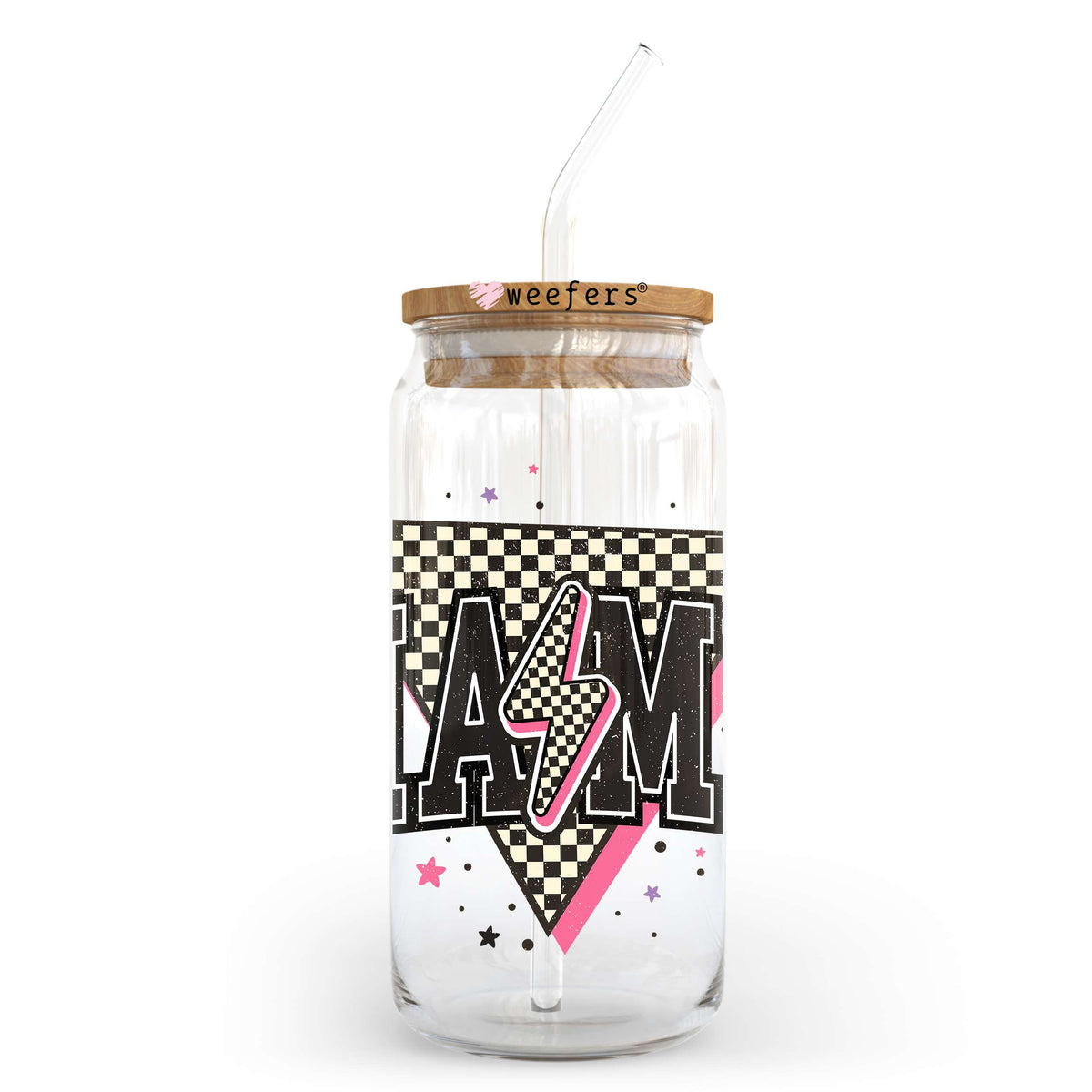 Checkered Mama in Black 20oz Libbey Glass Can, 34oz Hip Sip, 40oz Tumbler, 24oz Cold Cup UV DTF or Sublimation Decal Transfer Weefers