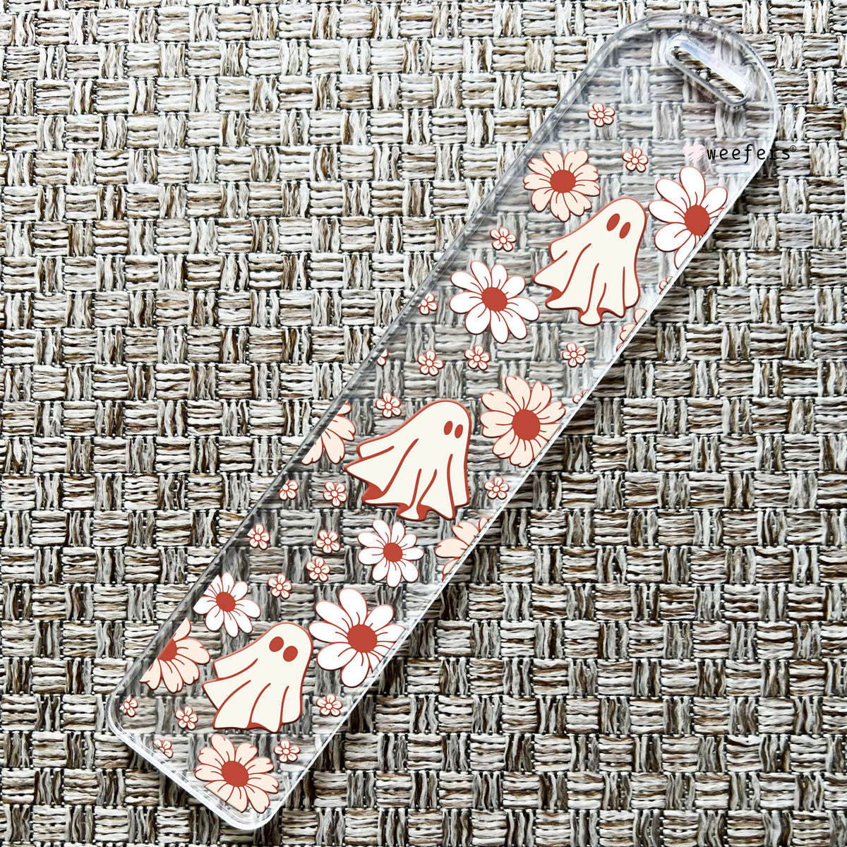 Orange Ghosts and Flowers Bookmark UV DTF Decal Weefers
