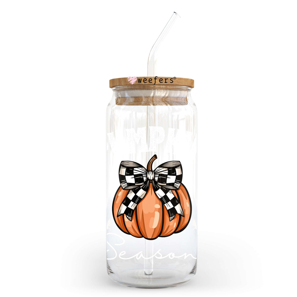 Pumpkin Season White Font 20oz Libbey Glass Can, 34oz Hip Sip, 40oz Tumbler, 24oz Cold Cup UV DTF or Sublimation Decal Transfer Weefers