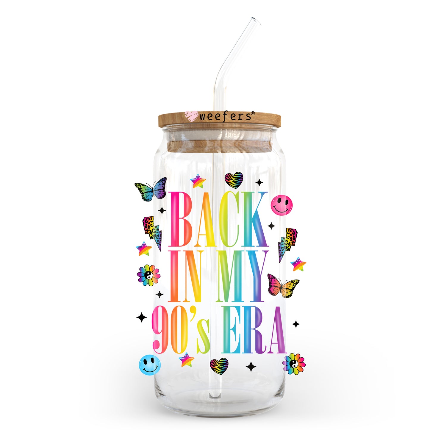 Back In My 90's Era 20oz Libbey Glass Can UV DTF or Sublimation Wrap - Decal Transfer Weefers