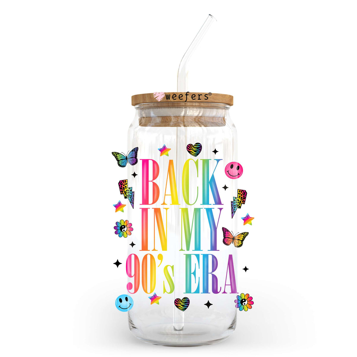 Back In My 90's Era 20oz Libbey Glass Can UV DTF or Sublimation Wrap - Decal Transfer Weefers
