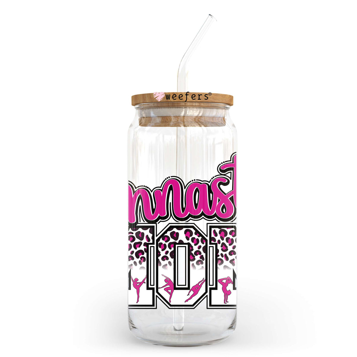 Gymnastics Pink Leopard 20oz Libbey Glass Can UV DTF or Sublimation Decal Transfer Weefers