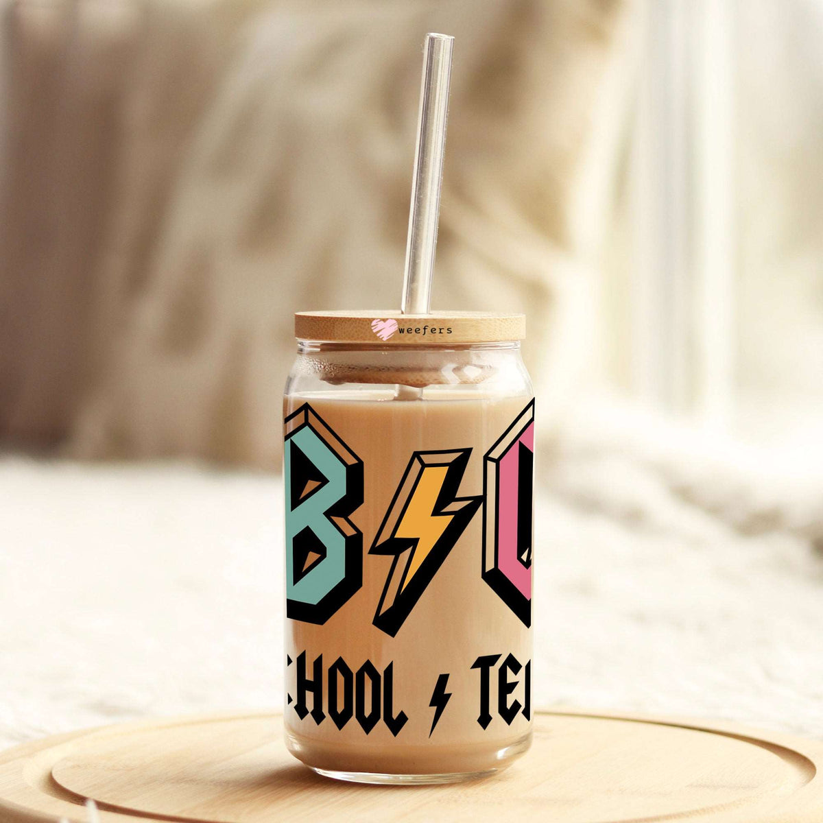 ABCD Preschool Teacher 16oz Libbey Glass Can UV DTF or Sublimation Cup Wrap - Decal Transfer Weefers