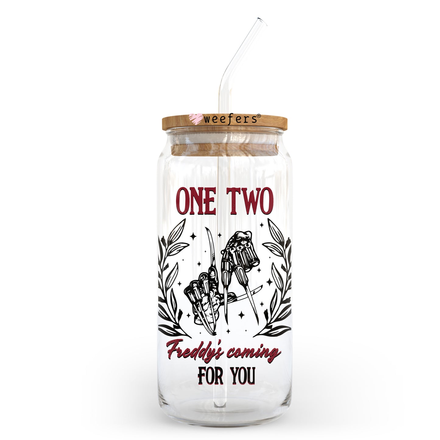 One Two Freddy's Coming For You 20oz Libbey Glass Can, 34oz Hip Sip, 40oz Tumbler, 24oz Cold Cup UV DTF or Sublimation Decal Transfer Weefers