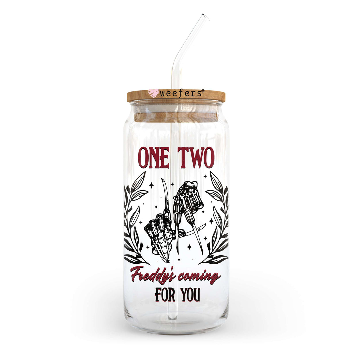 One Two Freddy's Coming For You 20oz Libbey Glass Can, 34oz Hip Sip, 40oz Tumbler, 24oz Cold Cup UV DTF or Sublimation Decal Transfer Weefers