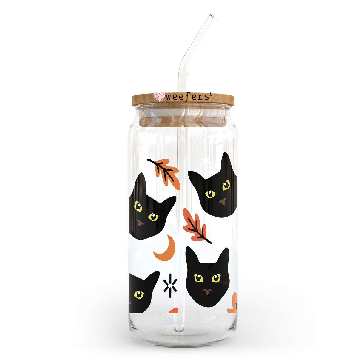 Black Cat Heads 20oz Libbey Glass Can, 34oz Hip Sip, 40oz Tumbler, 24oz Cold Cup UV DTF or Sublimation Decal Transfer Weefers