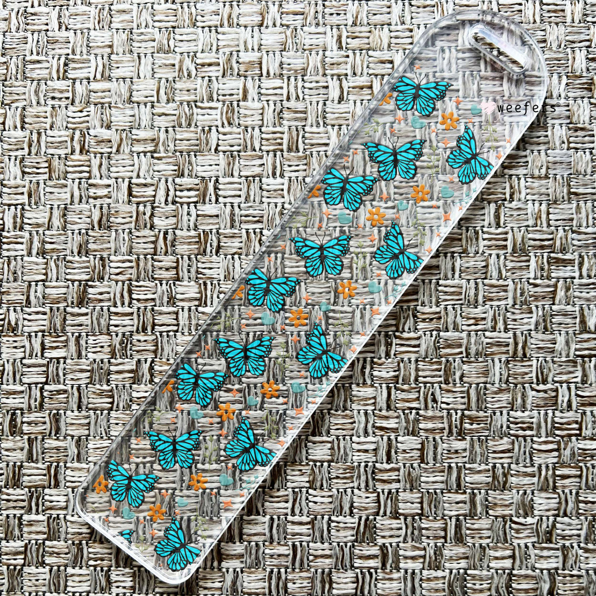 Blue Butterflies Bookmark UV DTF Decal Weefers
