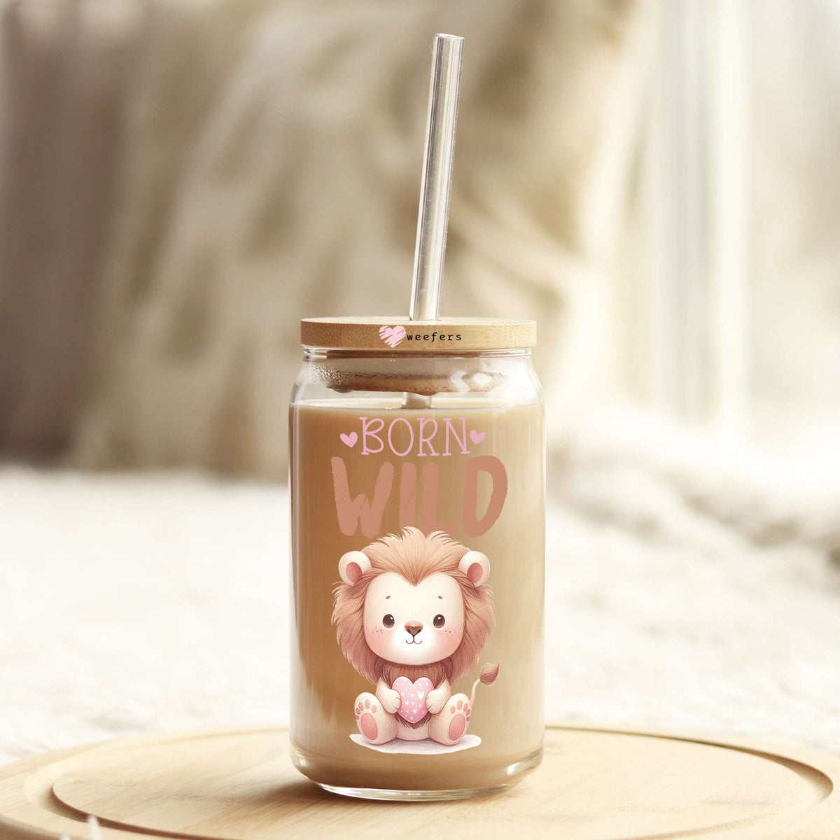 Born Wild 16oz Libbey Glass Can UV DTF or Sublimation Wrap - Decal Transfer Weefers