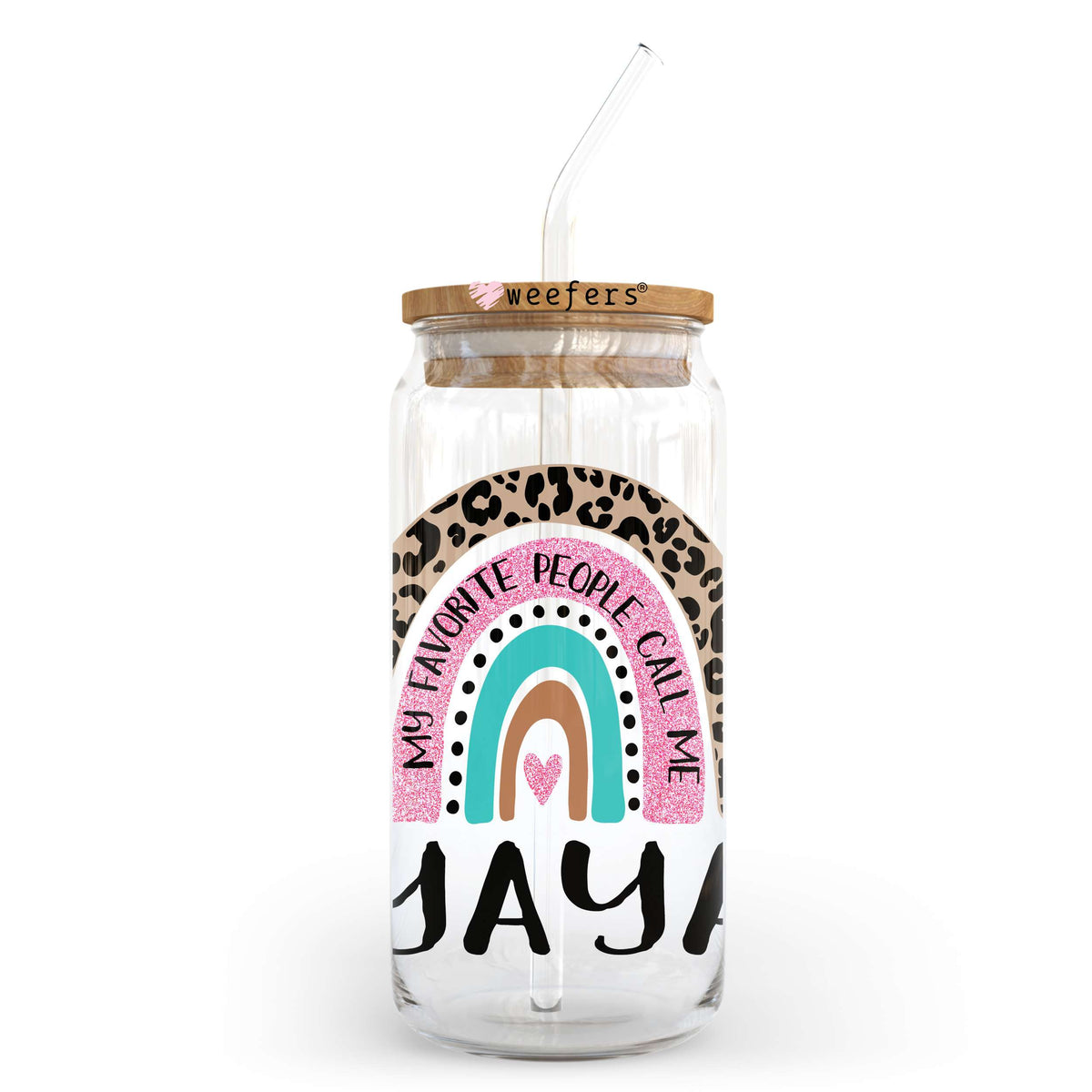 Boho Yaya Rainbow 20oz Libbey Glass Can UV DTF or Sublimation Wrap - Decal Transfers Weefers