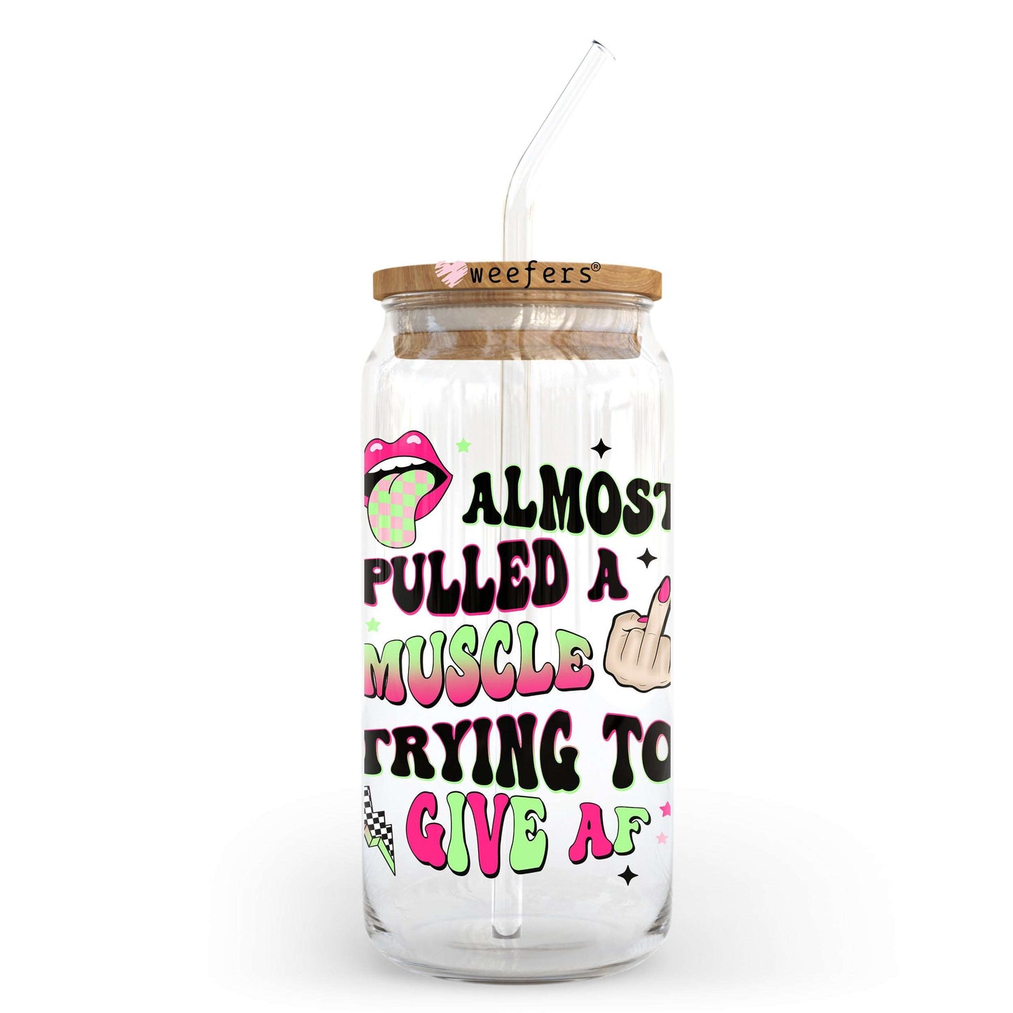 Almost Pulled a Muscle Trying to Give AF 20oz Libbey Glass Can UV DTF or Sublimation Wrap - Decal Transfer Weefers
