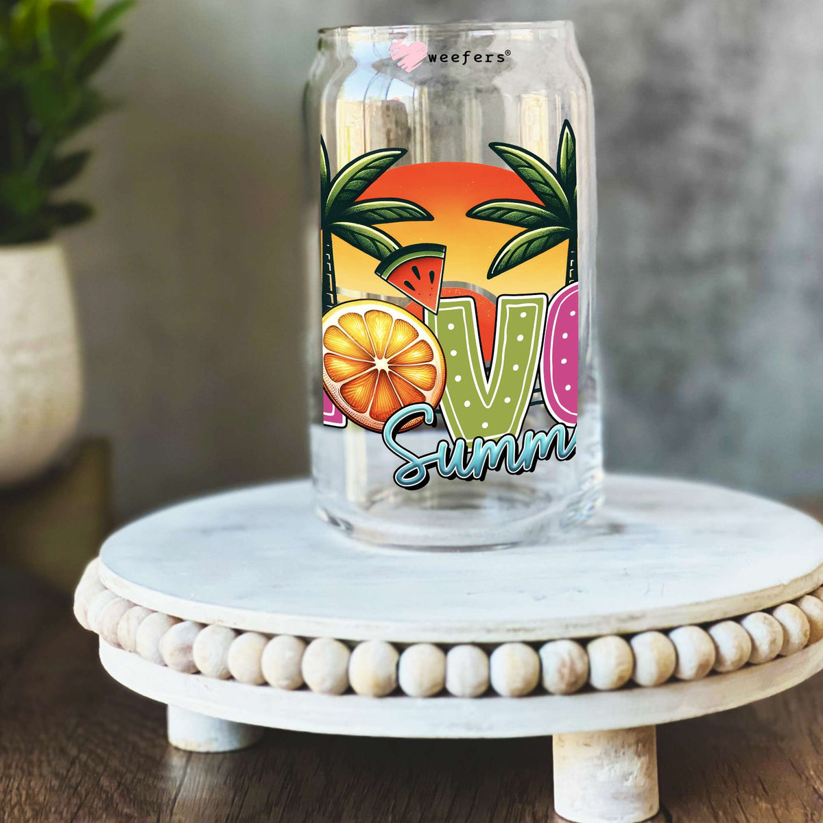 Love Summer 16oz Libbey Glass Can UV DTF or Sublimation Decal Transfer Weefers