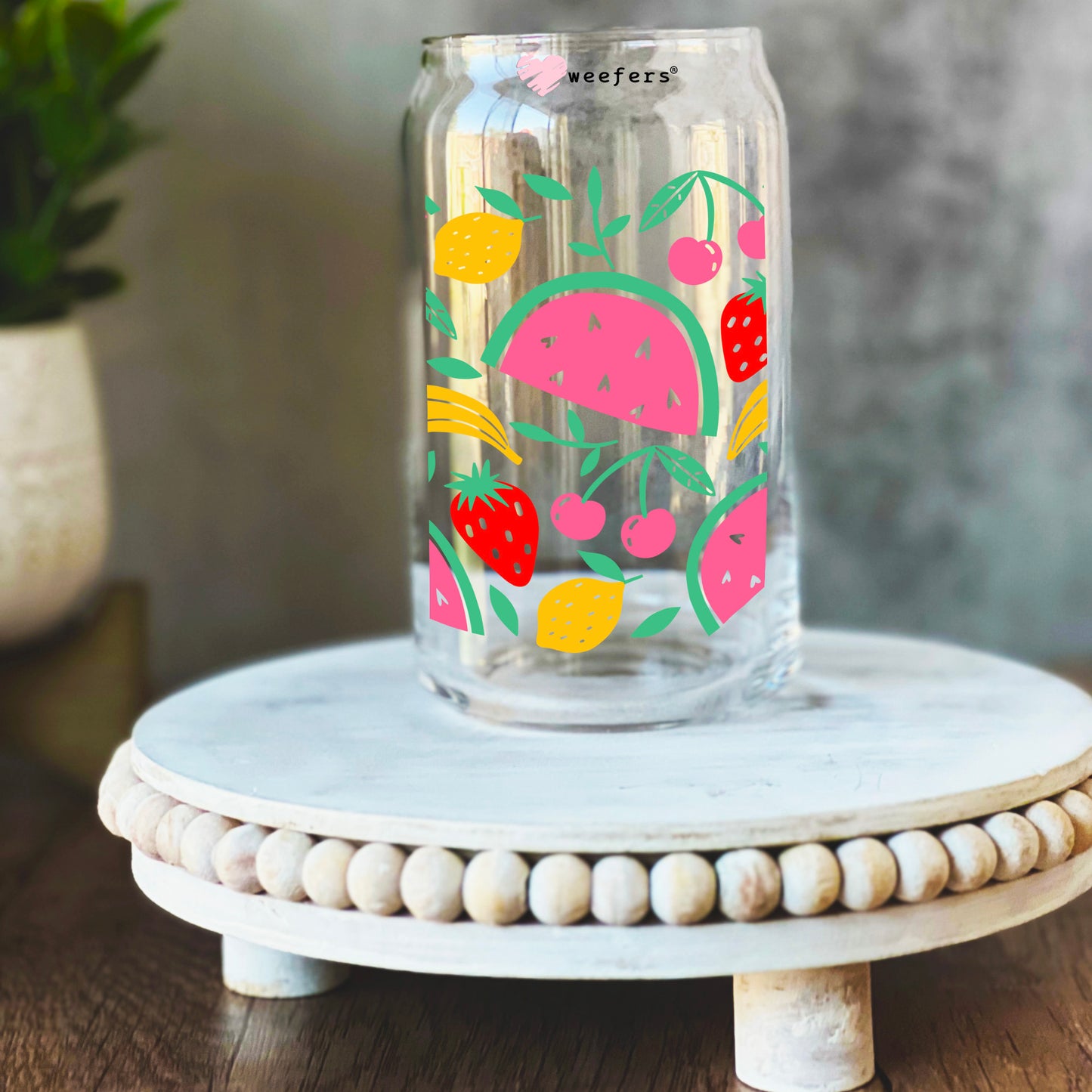 Watermelon, Strawberry, Cherry, Delight 16oz Libbey Glass Can UV DTF or Sublimation Wrap Decal Transfer Weefers