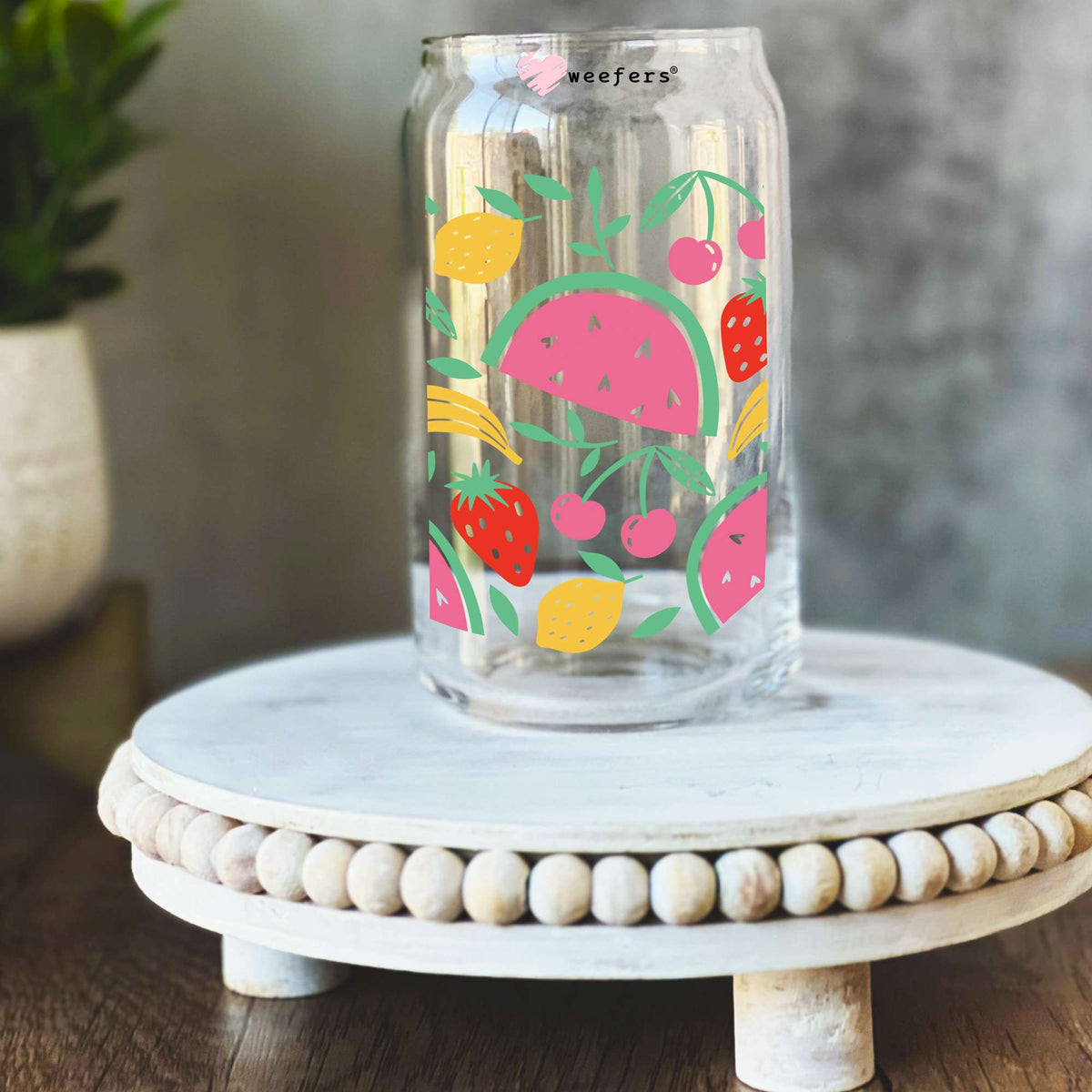 Watermelon, Strawberry, Cherry, Delight 16oz Libbey Glass Can UV DTF or Sublimation Wrap Decal Transfer Weefers