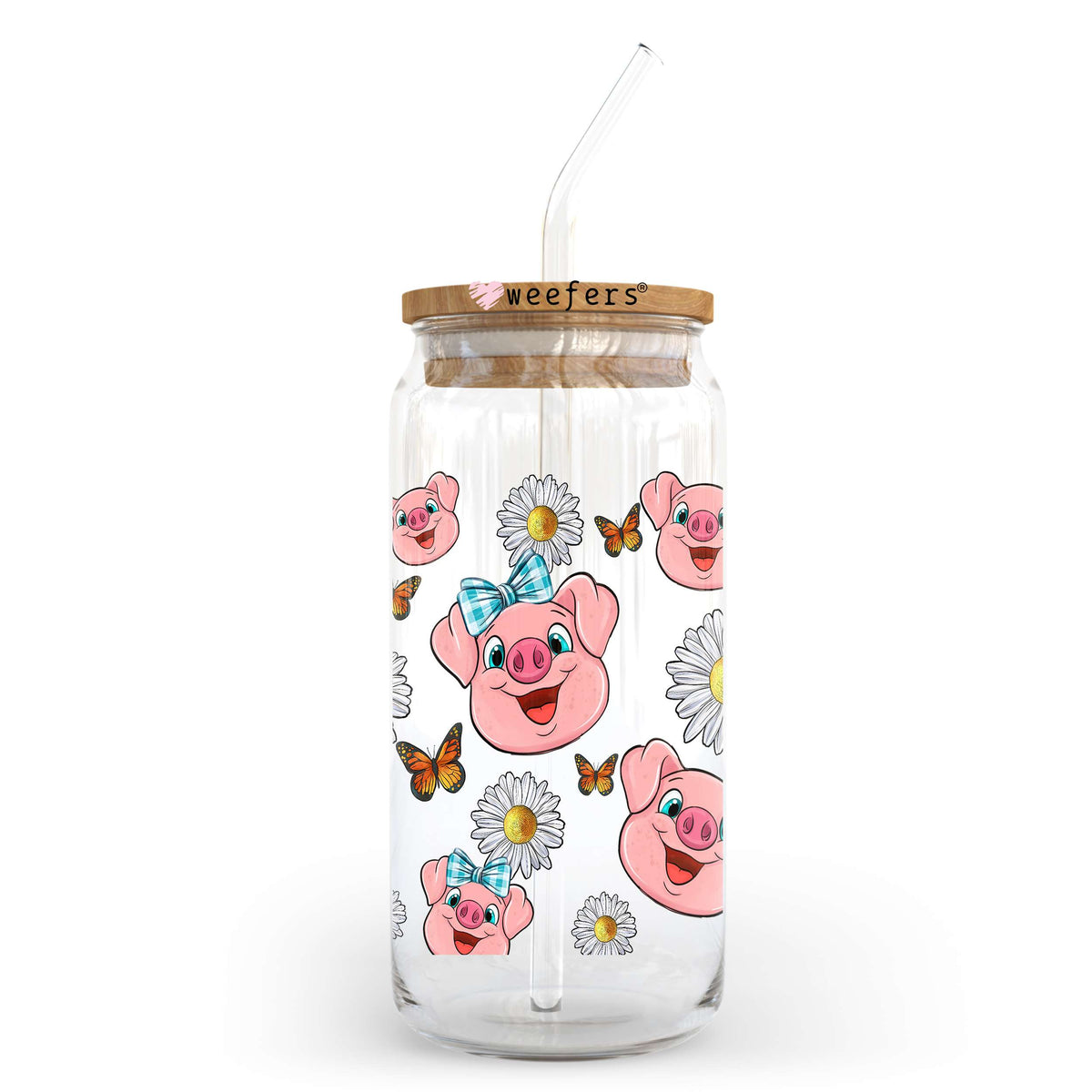 Pigs And Daisies 20oz Libbey Glass Can, 34oz Hip Sip, 40oz Tumbler, 24oz Cold Cup UV DTF or Sublimation Decal Transfer Weefers