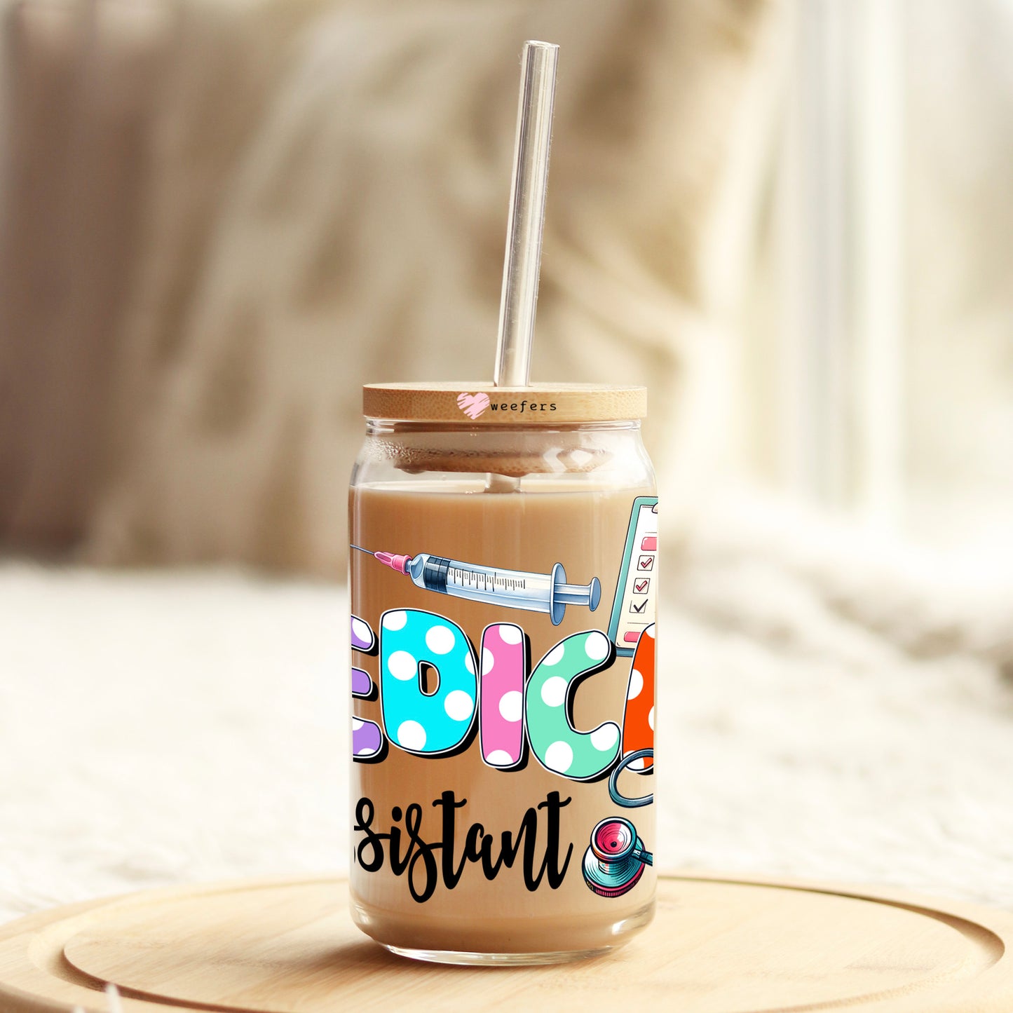 Medical Assistant 16oz Libbey Glass Can UV DTF or Sublimation Wrap - Decal Weefers