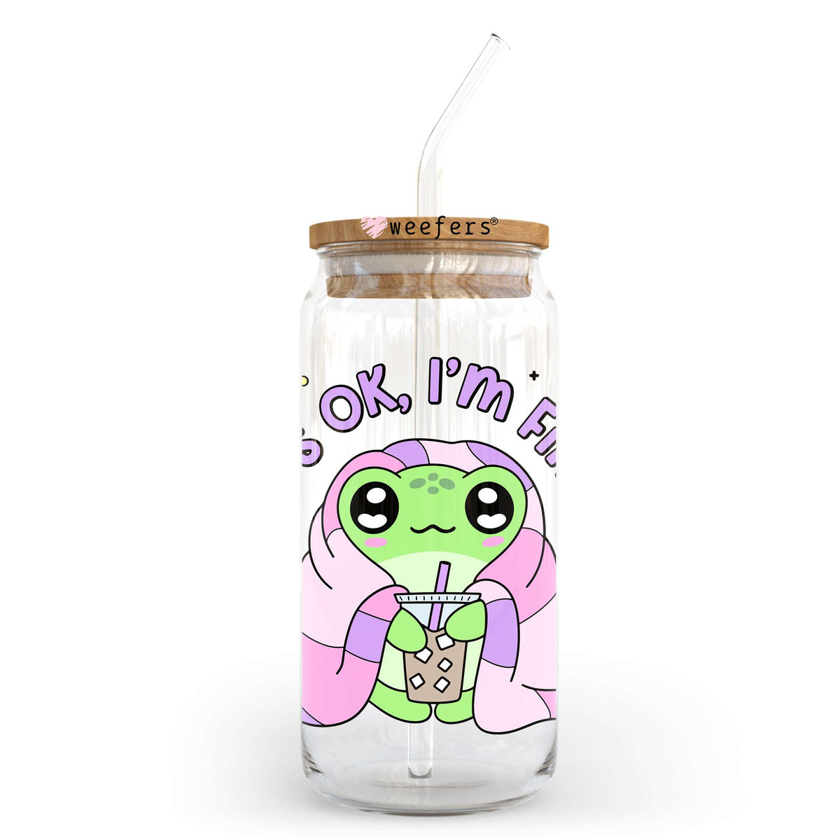 It's Okay I'm Fine 20oz Libbey Glass Can, 34oz Hip Sip, 40oz Tumbler, 24oz Cold Cup UV DTF or Sublimation Decal Transfer Weefers
