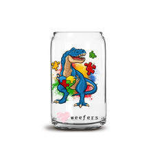 Load image into Gallery viewer, a glass jar with a dinosaur on it
