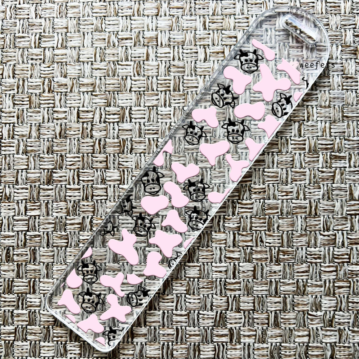 Pink Cow Print Bookmark UV DTF Decal Weefers