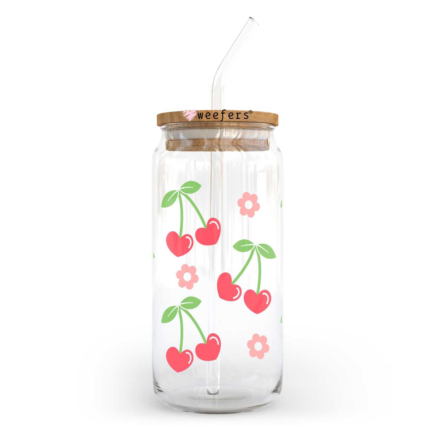 Cherry Flowers 20oz Libbey Glass Can, 34oz Hip Sip, 40oz Tumbler, 24oz Cold Cup UV DTF or Sublimation Decal Transfer Weefers