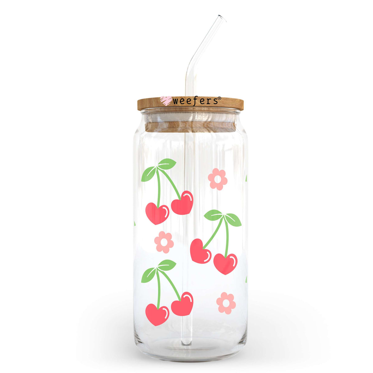 Cherry Flowers 20oz Libbey Glass Can, 34oz Hip Sip, 40oz Tumbler, 24oz Cold Cup UV DTF or Sublimation Decal Transfer Weefers