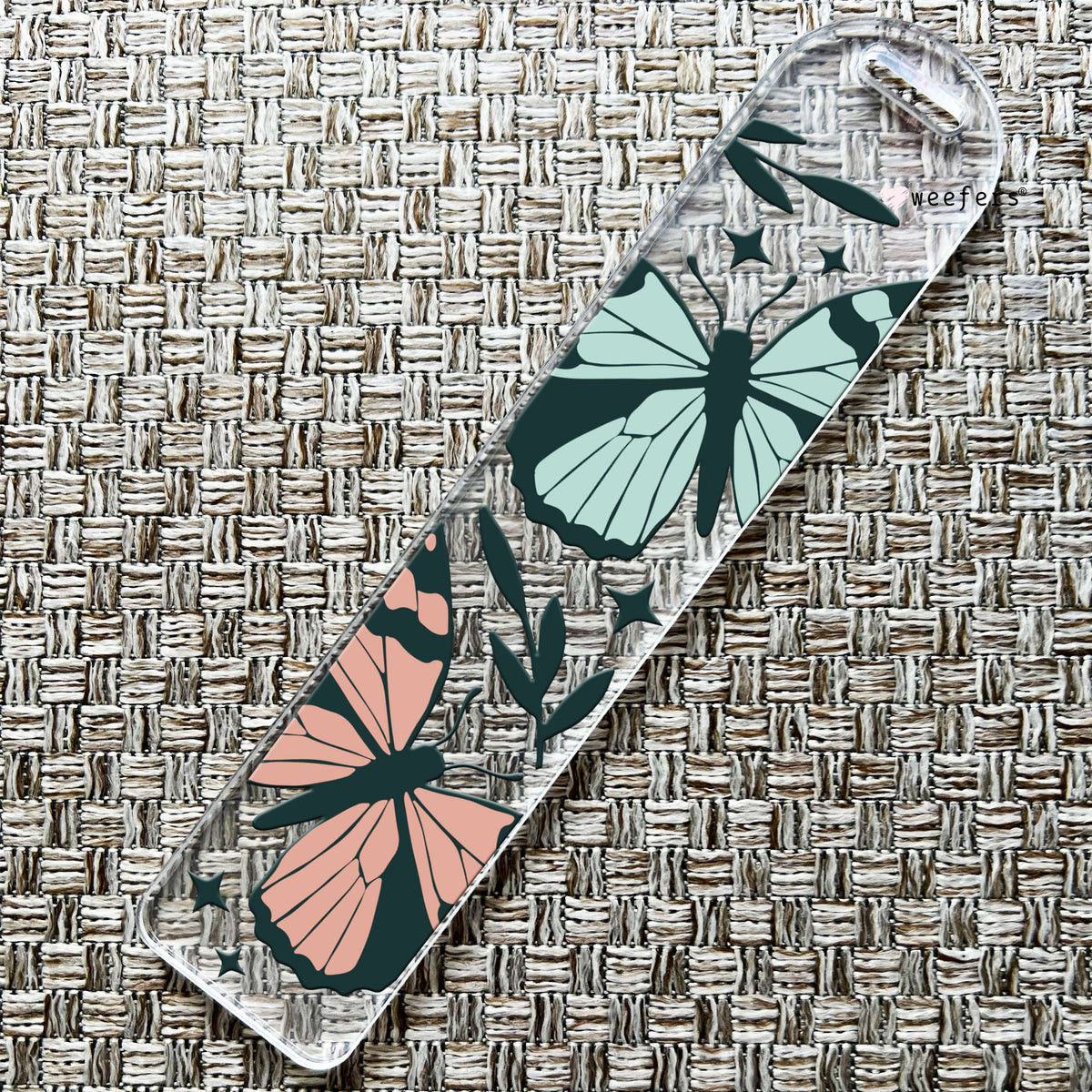Blue and Red Butterflies Bookmark UV DTF Decal Weefers
