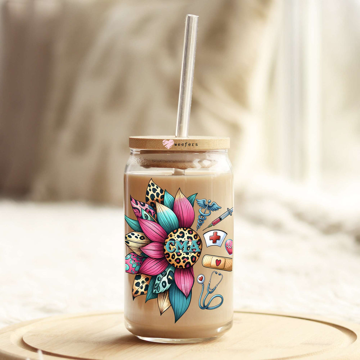 CMA Colorful Sunflower Burst 16oz Libbey Glass Can UV DTF or Sublimation Wrap - Decal Weefers