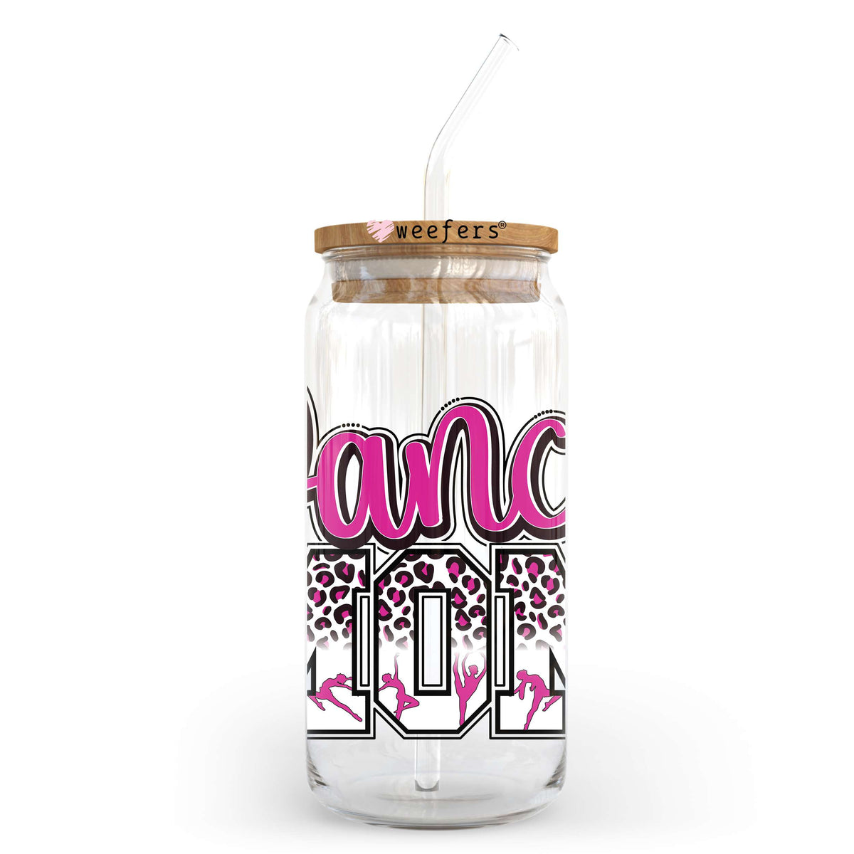 Dance Mom Pink Leopard 20oz Libbey Glass Can UV DTF or Sublimation Decal Transfer Weefers
