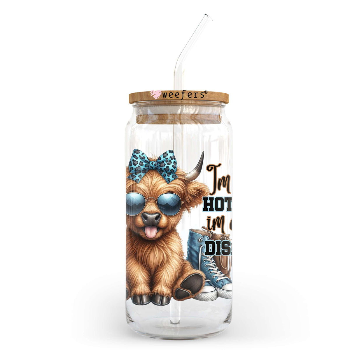 I'm not a Hot Mess I'm a Spicy Disaster 20oz Libbey Glass Can, 34oz Hip Sip, 40oz Tumbler, 24oz Cold Cup UV DTF or Sublimation Decal Transfer Weefers