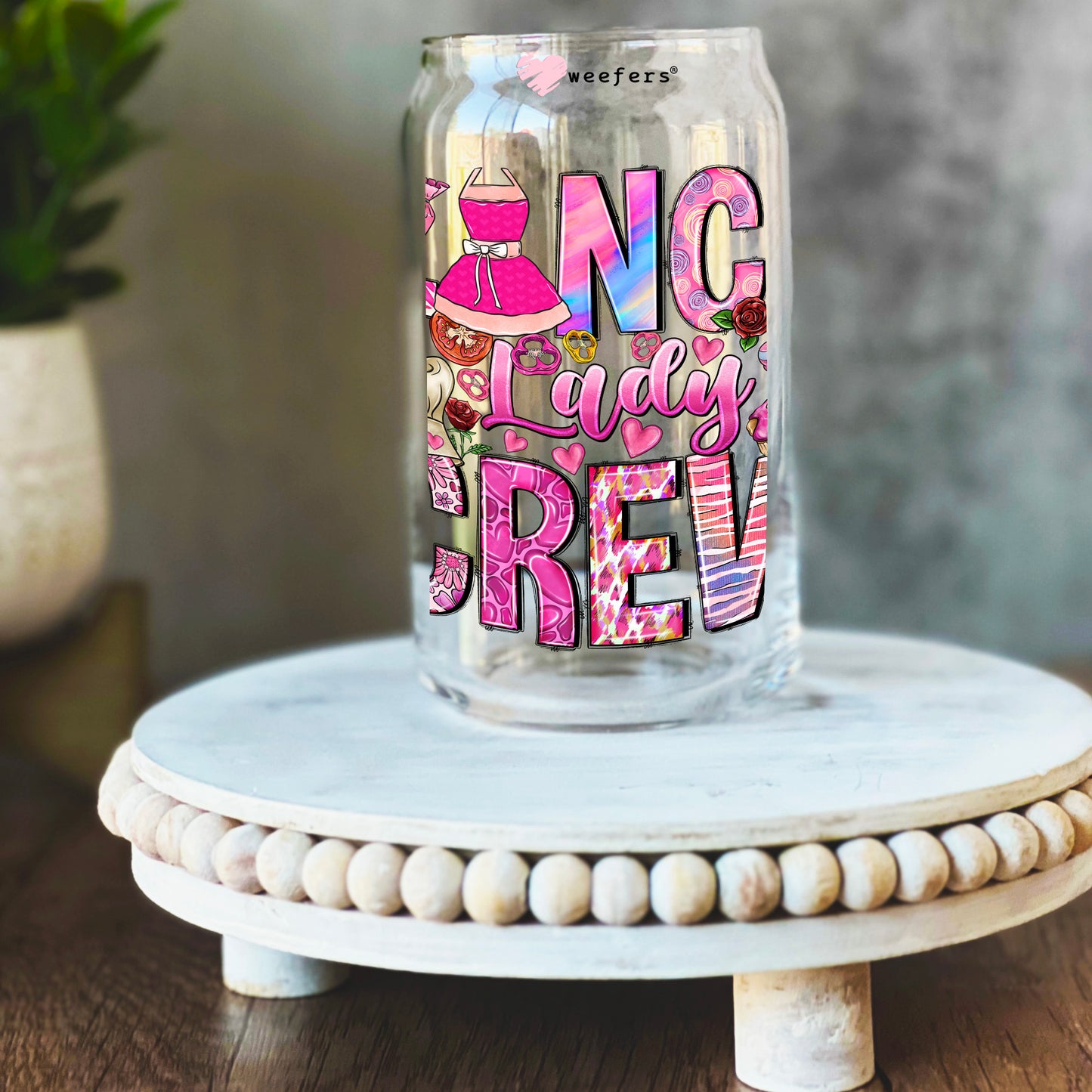 Lunch Lady Crew 16oz Libbey Glass Can UV DTF or Sublimation Wrap Decal Transfer Weefers