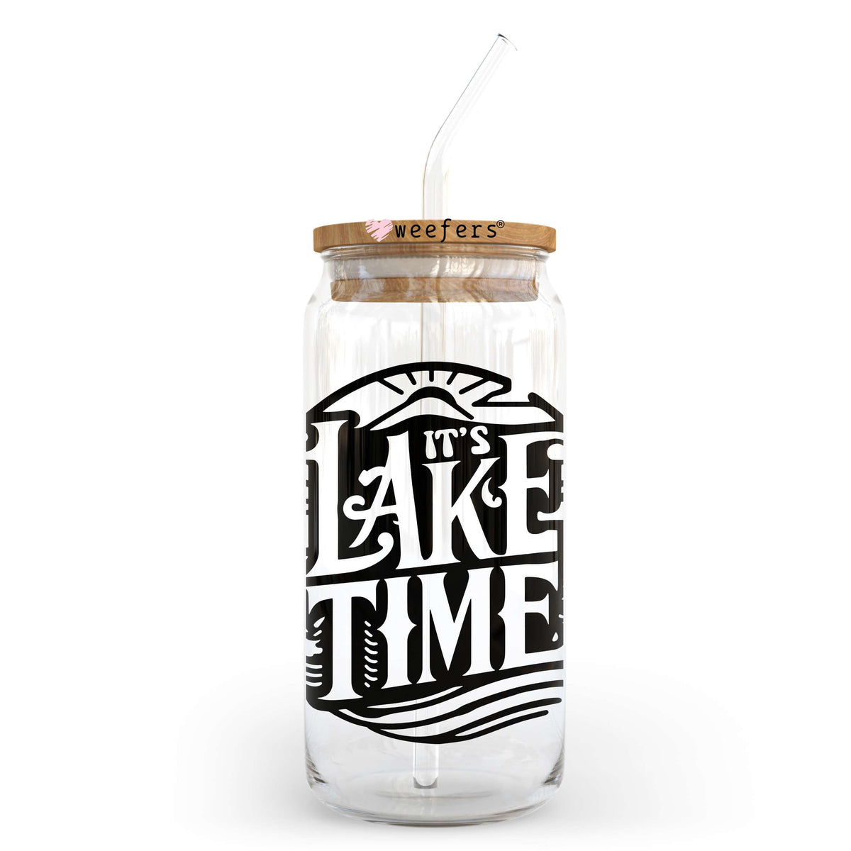 It's Lake Time Black 20oz Libbey Glass Can, 34oz Hip Sip, 40oz Tumbler, 24oz Cold Cup UV DTF or Sublimation Decal Transfer Weefers