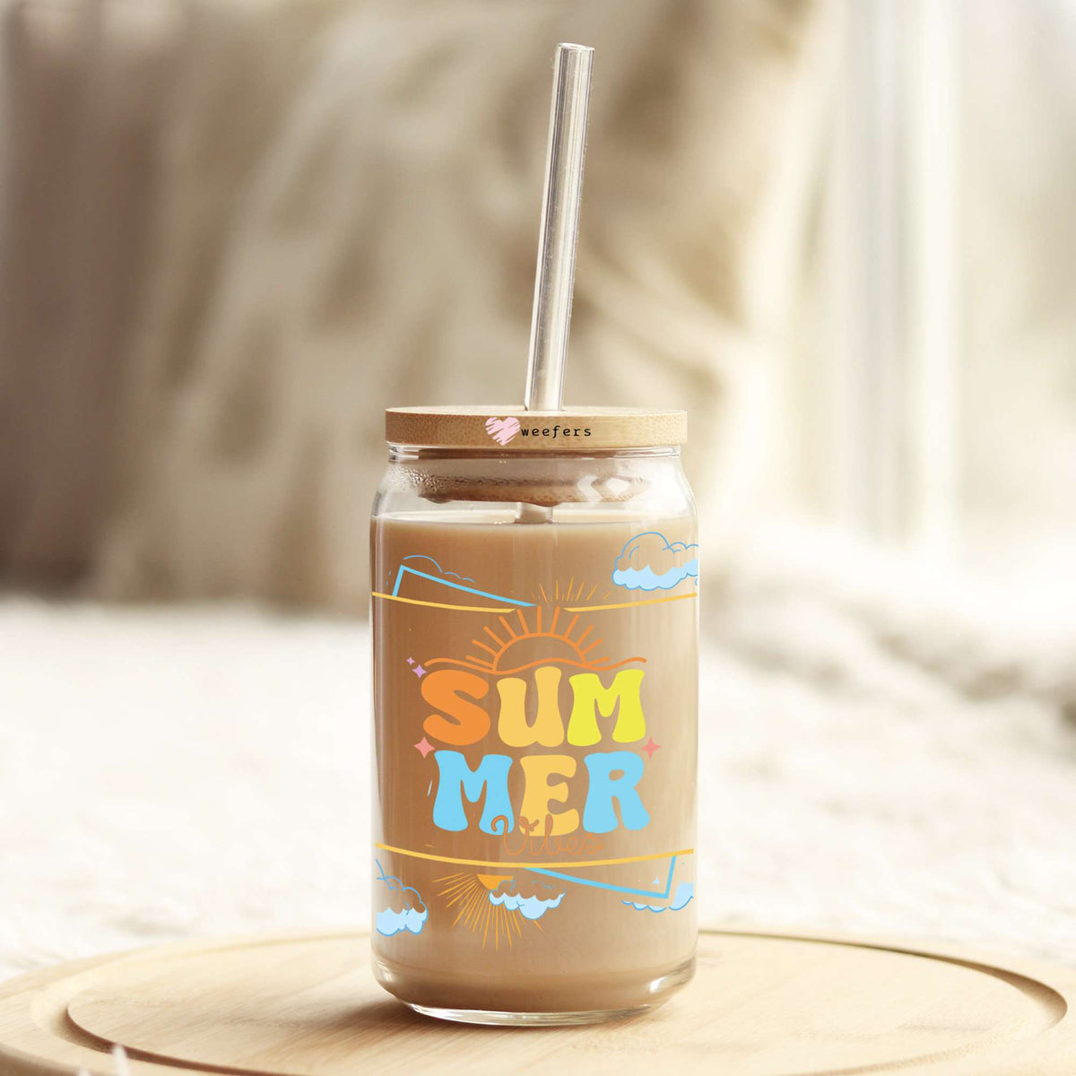 Summer Sunshine 16oz Libbey Glass Can UV DTF or Sublimation Decal Wrap - Transfer Weefers