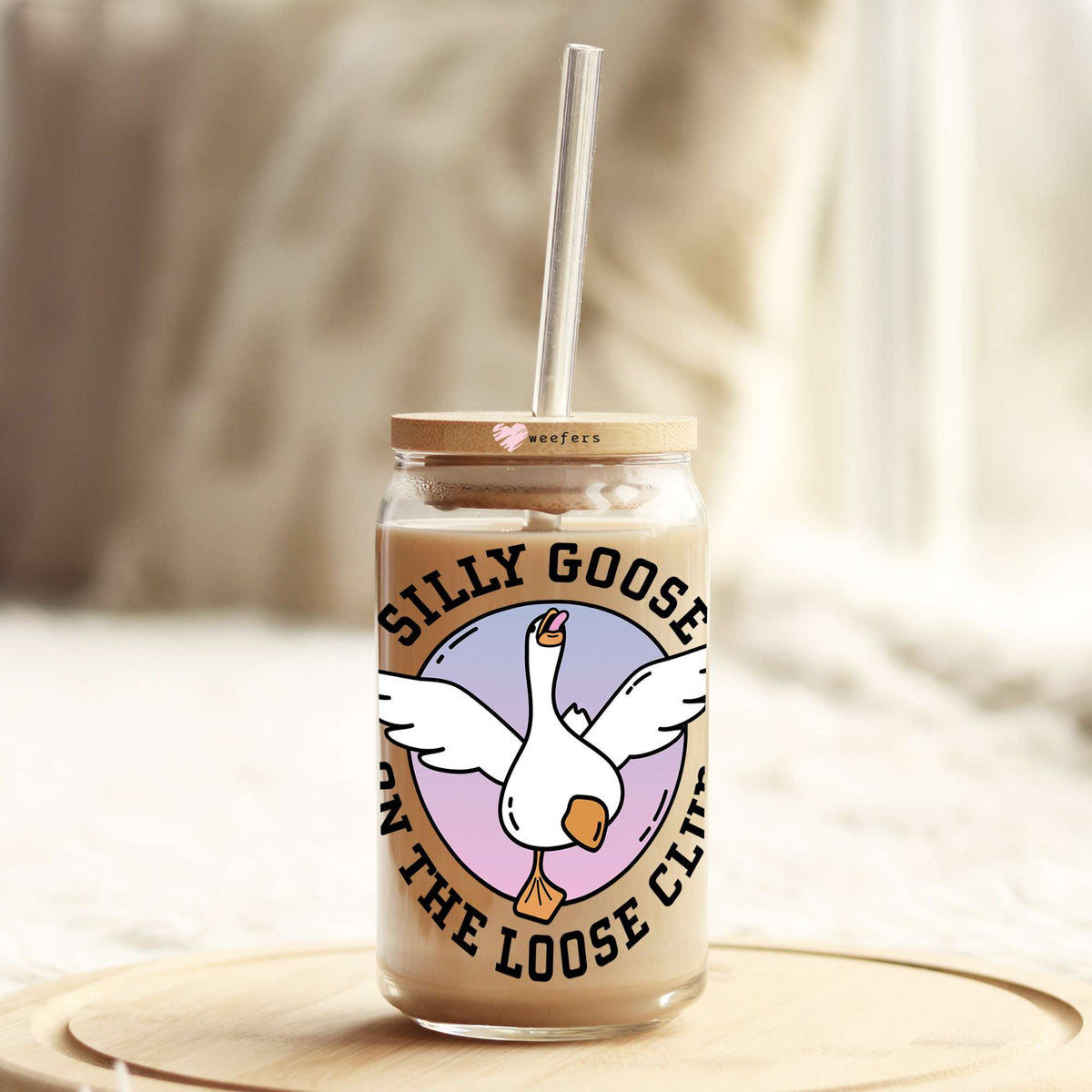 Silly Goose on the Loose Club 16oz Libbey Glass Can UV DTF or Sublimation Wrap - Decal Transfer Weefers