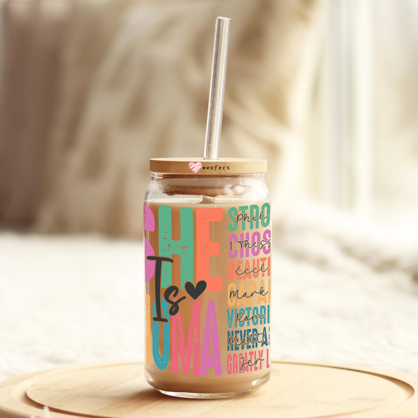 She Is Moma 16oz Libbey Glass Can UV DTF or Sublimation Wrap - Decal Transfer Weefers