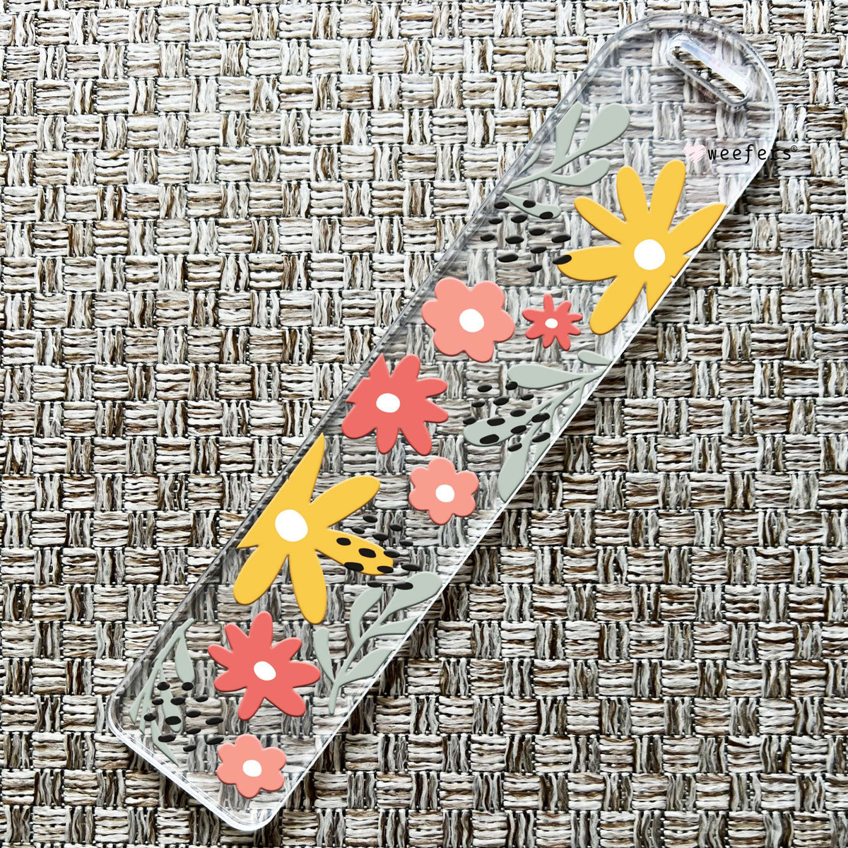 Orange and Pink Floral Bookmark UV DTF Decal Weefers