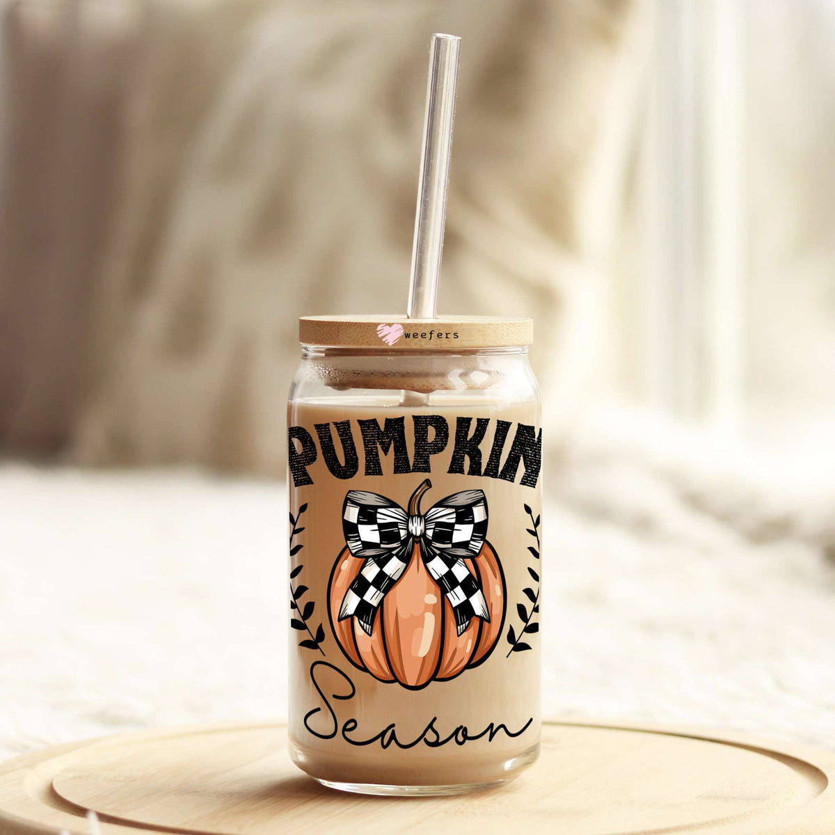 Pumpkin Season 16oz Libbey Glass Can UV DTF or Sublimation Wrap Decal Transfer Weefers