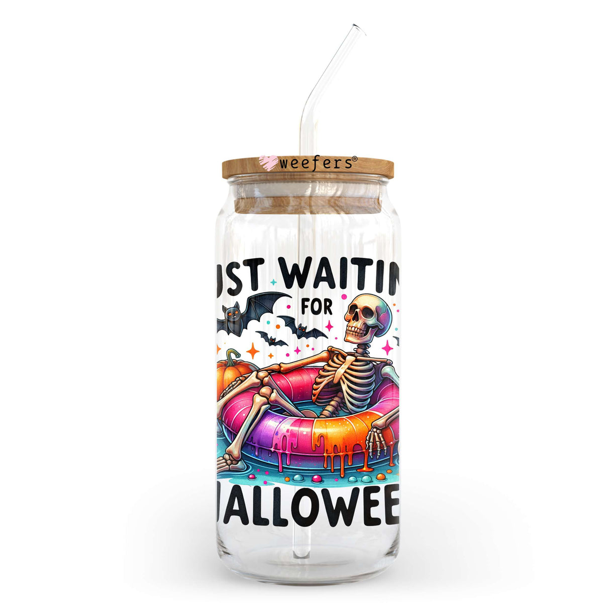 Just Waiting For Halloween 20oz Libbey Glass Can, 34oz Hip Sip, 40oz Tumbler, 24oz Cold Cup UV DTF or Sublimation Decal Transfer Weefers