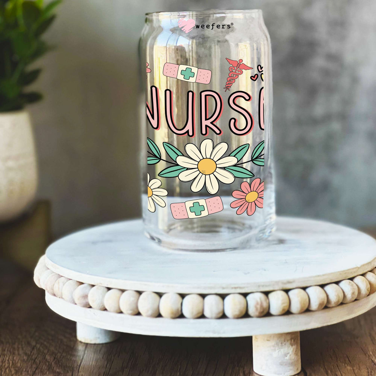 Nurse Life 16oz Libbey Glass Can UV DTF or Sublimation Decal Transfer Weefers